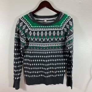 Merona Green and Grey Sweater M
